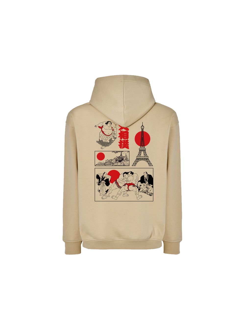 Sweat à Capuche Beige Paris Croquis